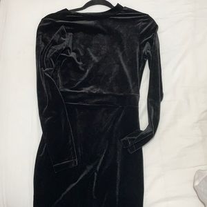 Black velvet open back dress